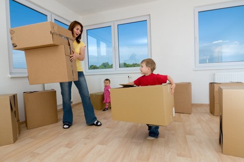 Professional movers handling equipment during a Brixton commercial move